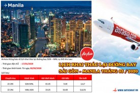 Air Asia khai thác lại chặng SGN - MNL, xuất vé từ 17/01/2020