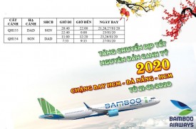 Bamboo Airways tăng chuyến dịp tết nguyên đán Canh Tý 2020 chặng bay ĐÀ NẴNG – HỒ CHÍ MINH – ĐÀ NẴNG