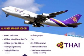 Thái Airway thông báo bảng giá add on - xuất vé đến 31-12-2020