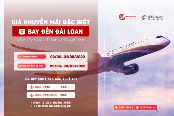 Khuyến mãi đặc biệt giá vé máy bay Đài Loan cho người Việt chỉ từ 135 USD