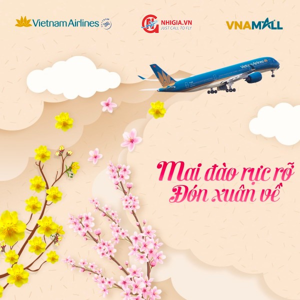 Vận chuyển cành đào, cành mai đón tết Quý Mão 2023 - Vietnam AirlInes