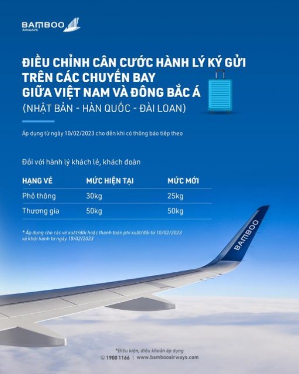 Bamboo Airways thay đổi chính sách hành lý đến Đông Bắc Á