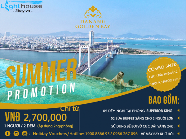 COMBO 3N2Đ HÈ GIẢI NHIỆT GOLDEN BAY ĐÀ NẴNG  5*