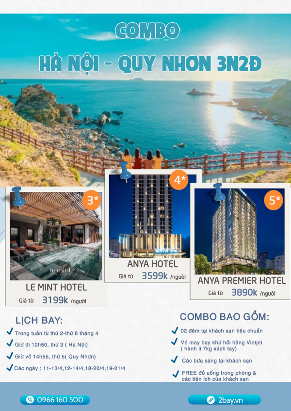 COMBO HÀ NỘI - QUY NHƠN 3N2Đ CHỈ TỪ  3.199K/PAX