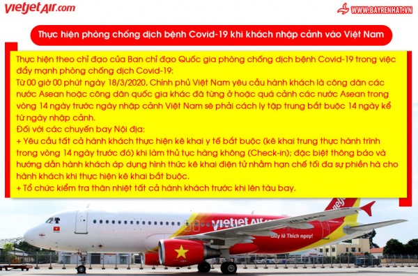 VietJet - Thực hiện phòng chống dịch bệnh Covid-19 khi khách nhập cảnh vào Việt Nam